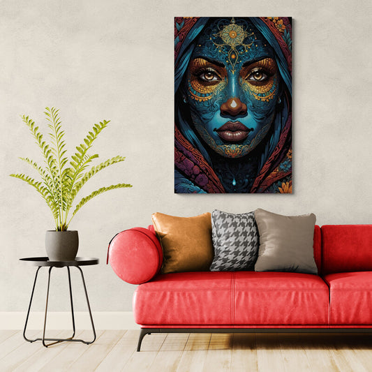 Tablou Canvas - Africana chip albastru