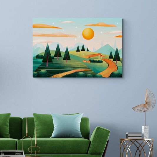 Tablou Canvas - Peisaj digital la munte