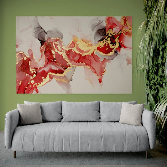 Tapet textil 1,5 X 2 m "Rosu-auriu abstract"