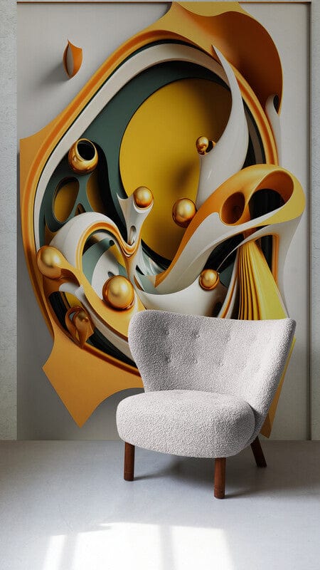 Tapet textil 1,5 X 2 m "Abstract auriu"