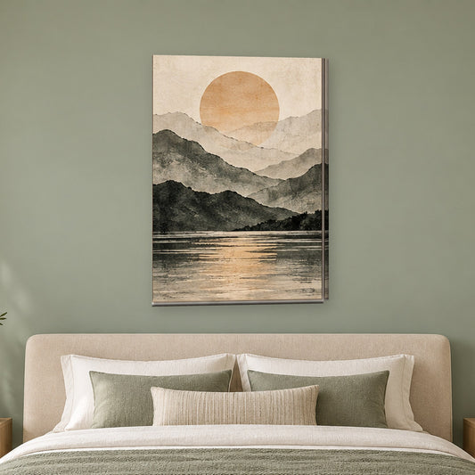 Tablou decorativ - Apus minimalist pe perete, in camera - Zibo.ro