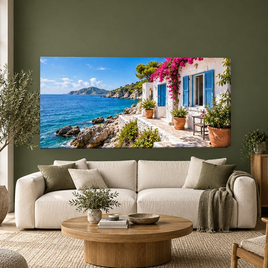 Tablou decorativ - Casa cu obloane pe perete, in camera - Zibo.ro