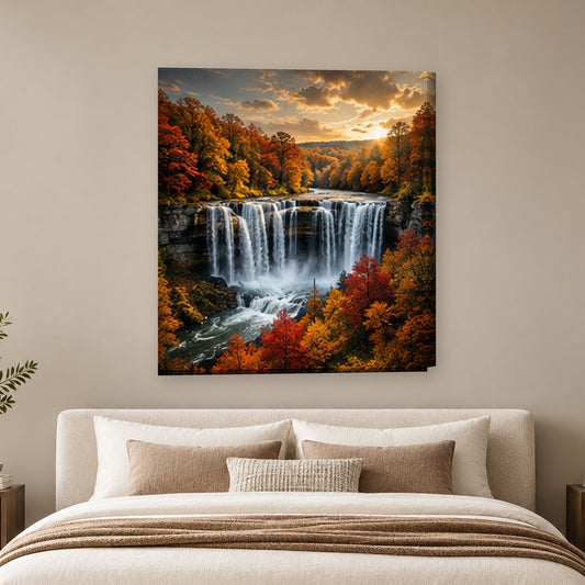 Tablou decorativ - Cascada lata de toamna pe perete, in camera - Zibo.ro
