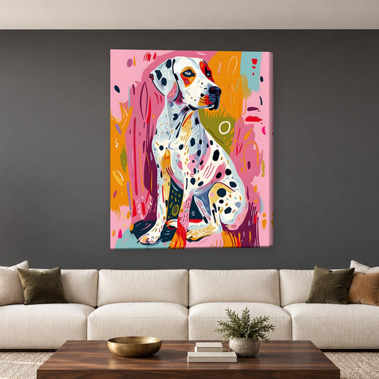 Tablou decorativ - Dalmatianul in culori pop pe perete, in camera - Zibo.ro