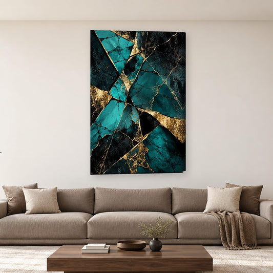 Tablou decorativ - Diamant de marmura neagra pe perete, in camera - Zibo.ro