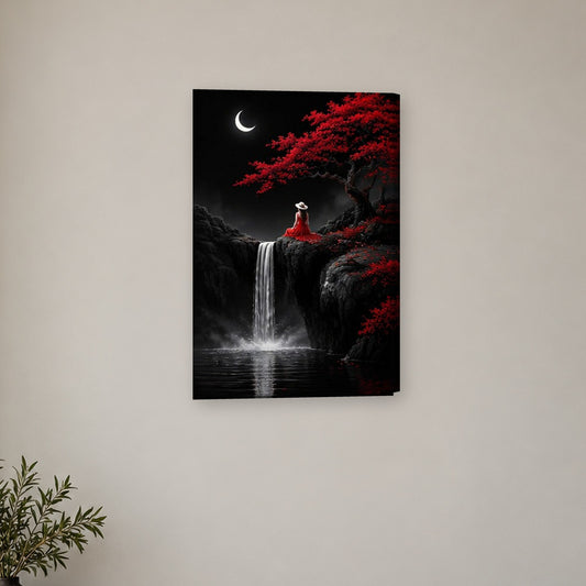Tablou decorativ - Egreta sub ramura inflorita pe perete, in camera - Zibo.ro