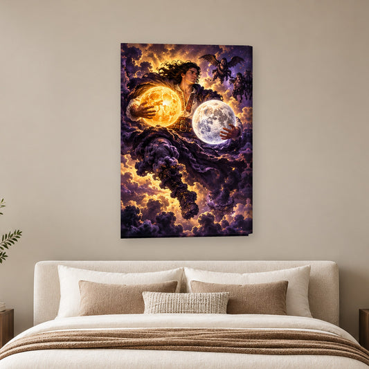 Tablou decorativ - Furtul Soarelui si al Lunii pe perete, in camera - Zibo.ro