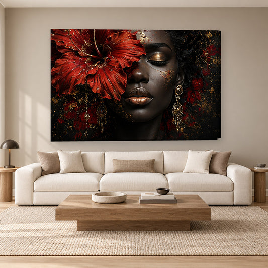 Tablou decorativ - Hibiscusul Rosu pe perete, in camera - Zibo.ro