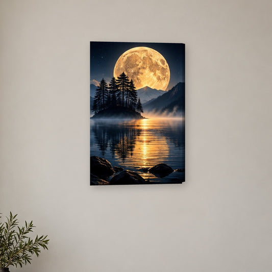Tablou decorativ - Insula sub luna aurie pe perete, in camera - Zibo.ro