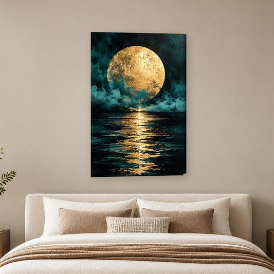 Tablou decorativ - Luna de aur la asfintit pe perete, in camera - Zibo.ro