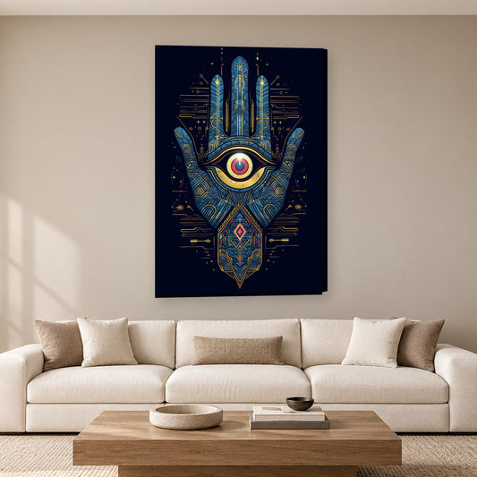 Tablou decorativ - Mana Hamsa pe perete, in camera - Zibo.ro