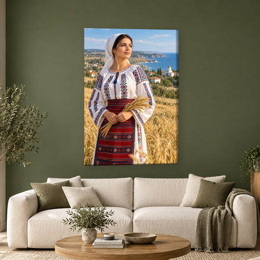 Tablou decorativ - Margele rosii pe perete, in camera - Zibo.ro