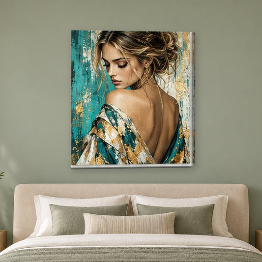 Tablou decorativ - Matase si aur pe perete, in camera - Zibo.ro