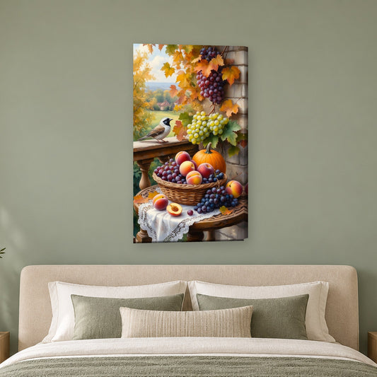 Tablou decorativ - Natura statica cu fructe de toamna pe perete, in camera - Zibo.ro