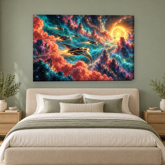 Tablou decorativ - Nave prin Nebuloasa pe perete, in camera - Zibo.ro
