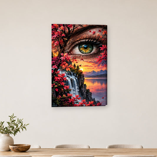 Tablou decorativ - Ochiul Artarului Rosu pe perete, in camera - Zibo.ro