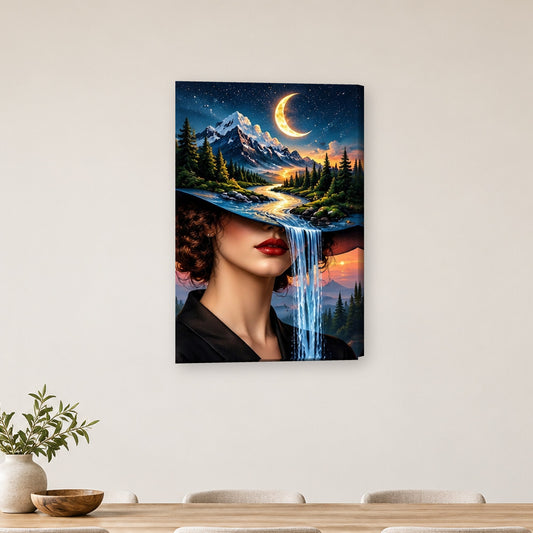 Tablou decorativ - Palaria cu Rau si Luna pe perete, in camera - Zibo.ro