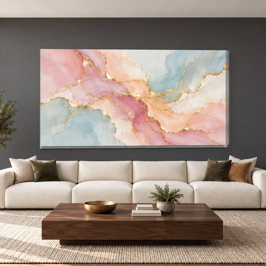Tablou decorativ - Pastel cu aur pe perete, in camera - Zibo.ro