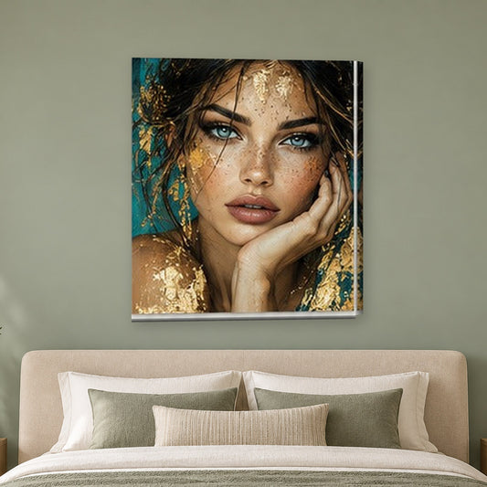Tablou decorativ - Pistrui de aur pe perete, in camera - Zibo.ro