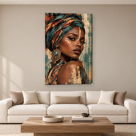Tablou decorativ - Privire peste umar aurie pe perete, in camera - Zibo.ro