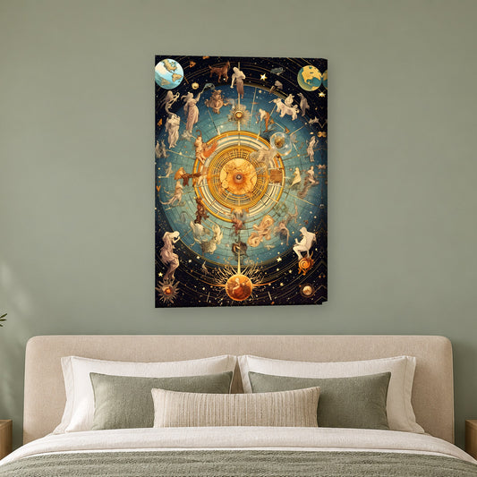Tablou decorativ - Roata zodiacului pe perete, in camera - Zibo.ro
