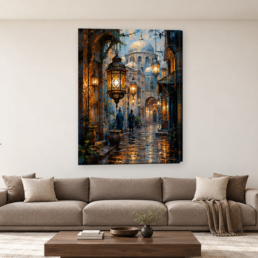 Tablou decorativ - Strada cu felinare din Orient pe perete, in camera - Zibo.ro