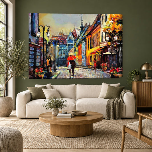 Tablou decorativ - Strada cu vitrine pe perete, in camera - Zibo.ro
