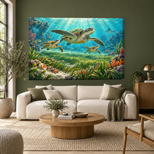 Tablou decorativ - Testoasele Marine pe perete, in camera - Zibo.ro