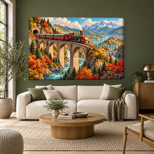 Tablou decorativ - Trenul de Munte pe perete, in camera - Zibo.ro