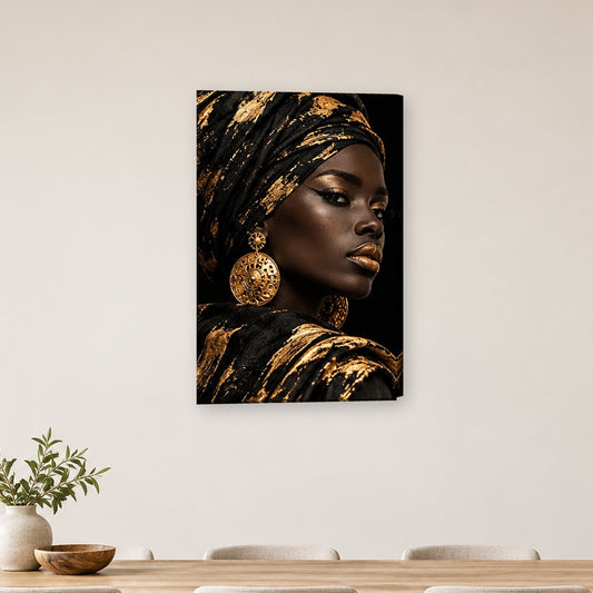 Tablou decorativ - Turban negru cu aur pe perete, in camera - Zibo.ro
