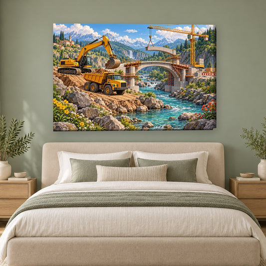 Tablou decorativ - Utilajele de Constructii pe perete, in camera - Zibo.ro