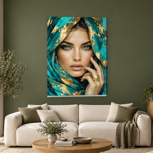 Tablou decorativ - Valul smaraldului pe perete, in camera - Zibo.ro