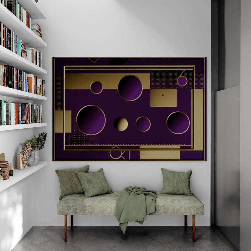 Tapet textil 1,5 X 2,2 m "Abstract violet cu buline"