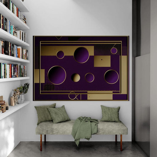 Tapet textil 1,5 X 2,2 m "Abstract violet cu buline"