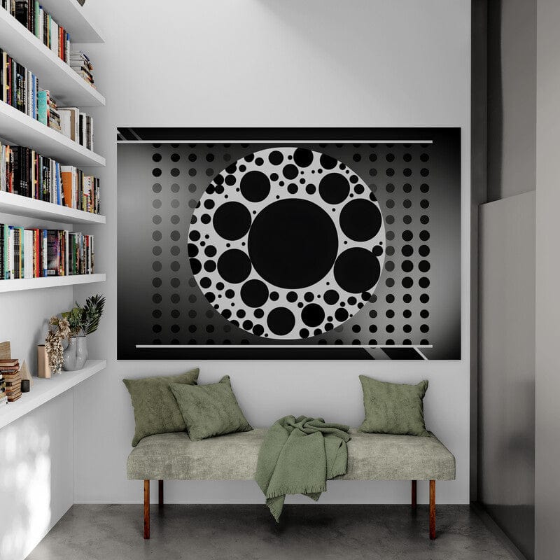 Tapet textil 1,5 X 2,2 m "Buline alb-negru"