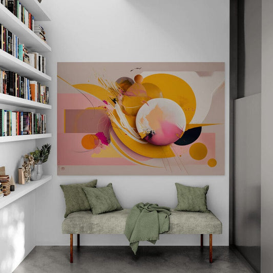 Tapet textil 1,5 X 2,2 m "Galben cu roz abstract"