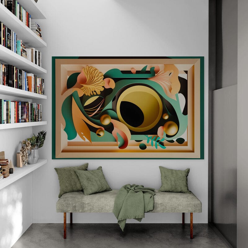 Tapet textil 1,5 X 2,2 m "Gold and orange abstract"