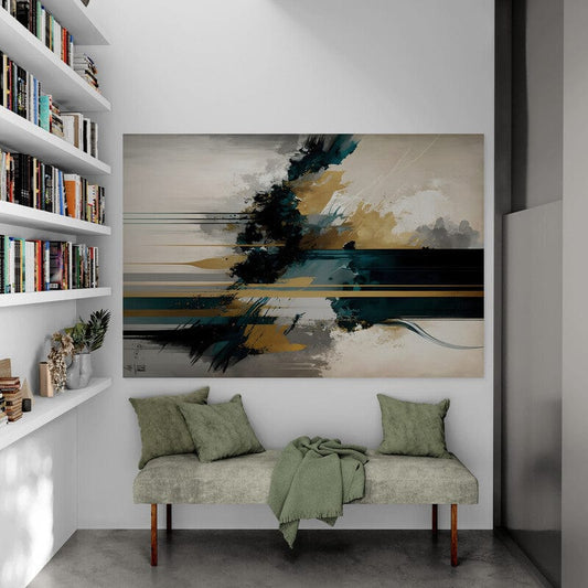 Tapet textil 1,5 X 2,2 m "Gold-albastru abstract"