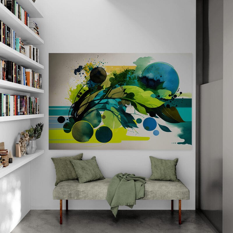 Tapet textil 1,5 X 2,2 m "Verde si albastru abstract"