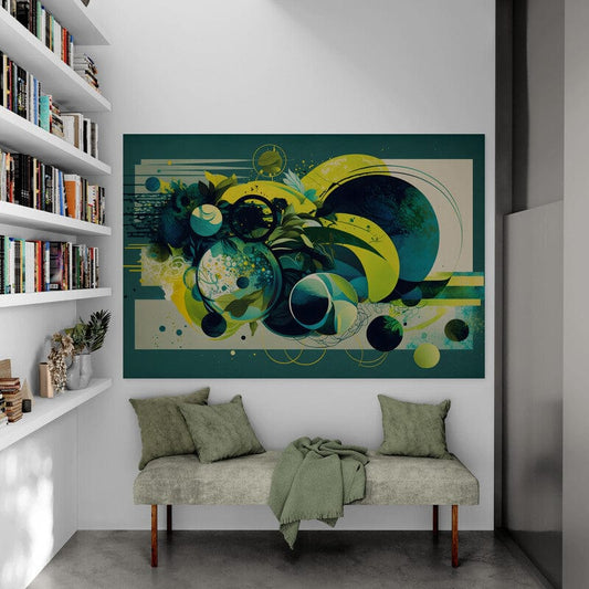 Tapet textil 1,5 X 2,2 m "Abstract mixt de albastru si verde"