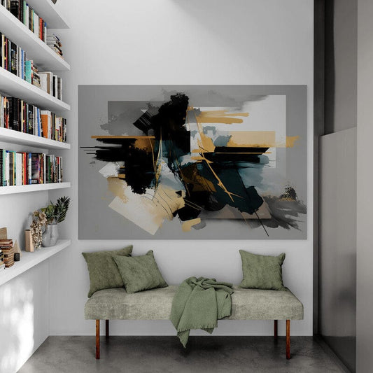 Tapet textil 1,5 X 2,2 m "Abstract negru-gold"