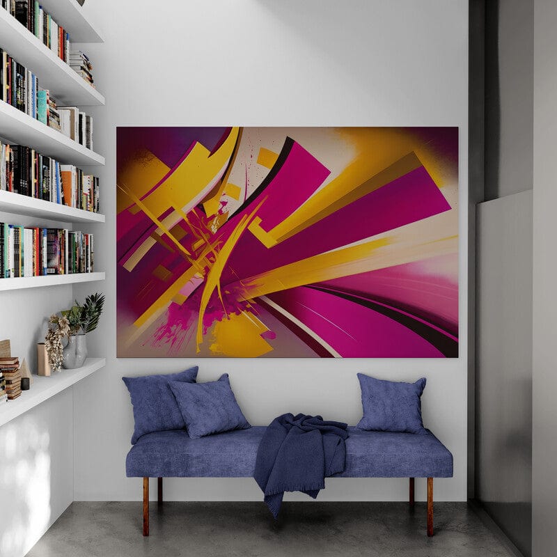 Tapet textil 1,5 X 2,2 m "Abstract roz cu galben"