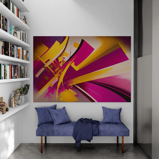 Tapet textil 1,5 X 2,2 m "Abstract roz cu galben"