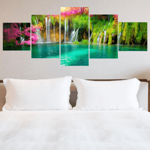Multi canvas din 5 piese - Cascada multiflorala - Zibo.ro