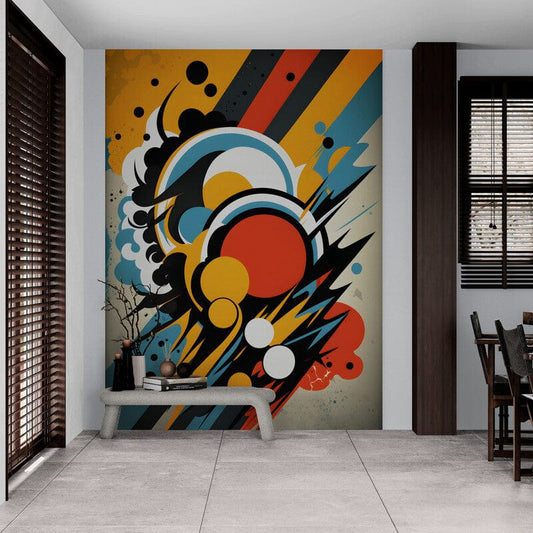 Tapet textil 1,5 X 2 m "Portocaliu si albastru abstract"