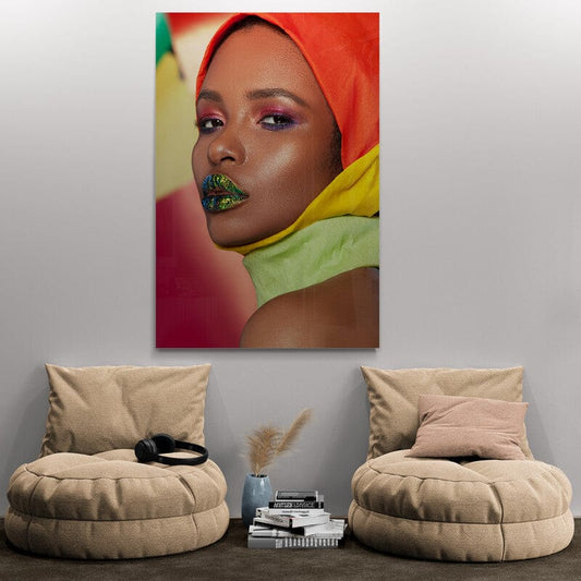 Tablou Canvas - Printesa Africana cu Buze Verzi