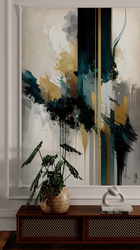 Tapet textil 1,5 X 2 m "Gold-albastru abstract"