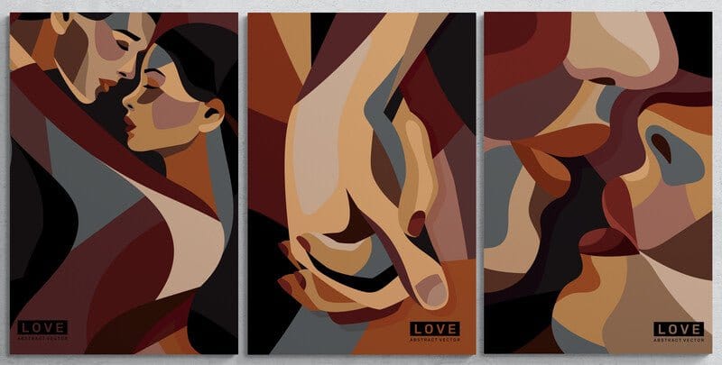 Tablou Canvas - Set Tablouri Indragostiti Abstract - Zibo.ro