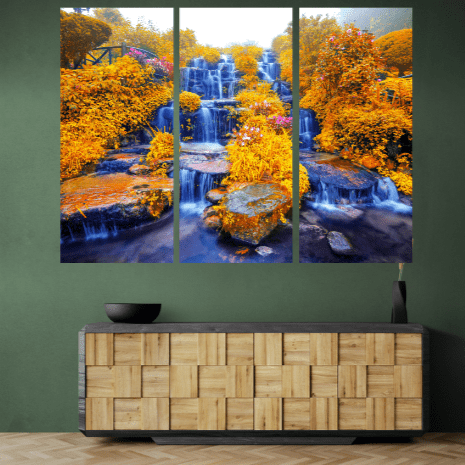 Set 3 Tablouri canvas tip puzzle - Cascada albastra - Zibo.ro