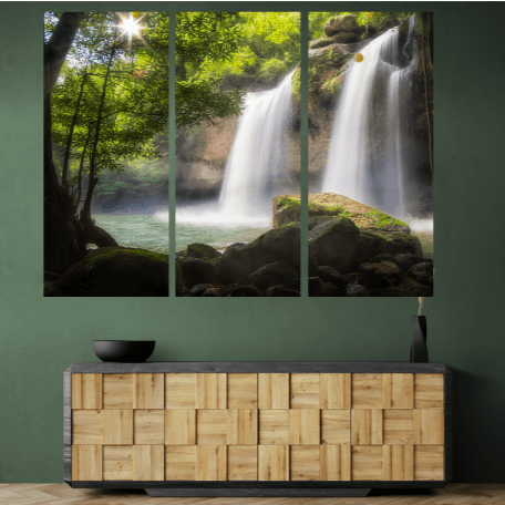 Set 3 Tablouri canvas tip puzzle - Cascada diafana - Zibo.ro